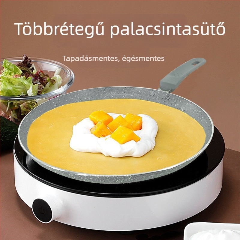 Tapadásmentes serpenyő omletthez és palacsintákhoz, alumíniumötvözet, komplex alj, 2 cm mélység