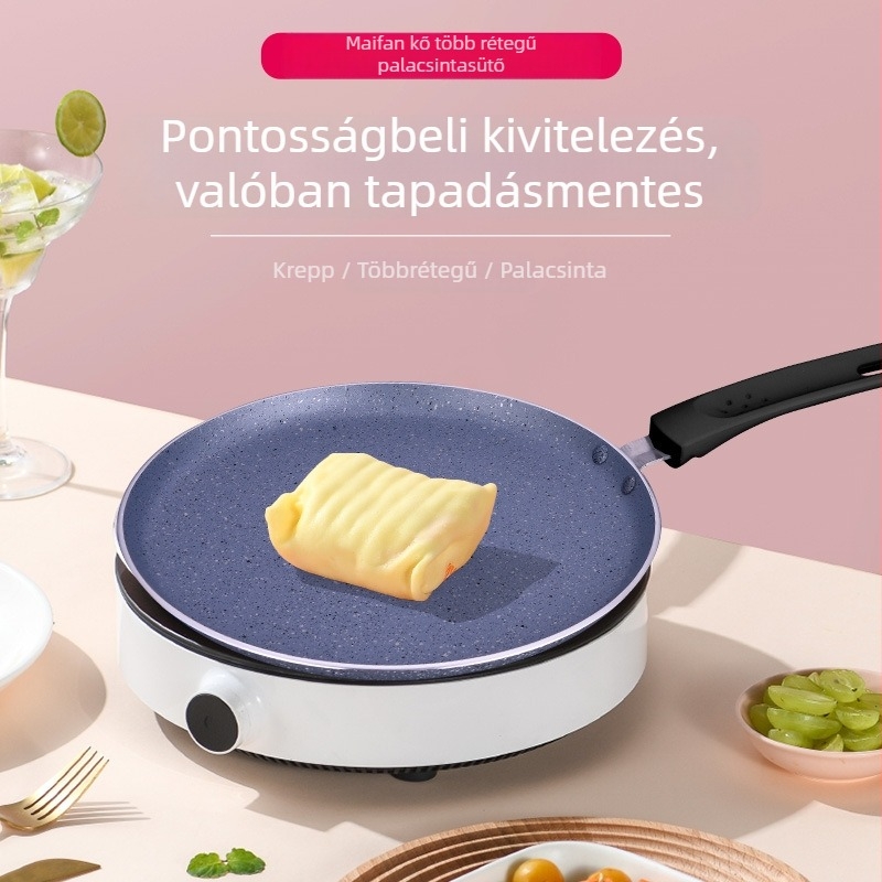 Tapadásmentes serpenyő omletthez és palacsintákhoz, alumíniumötvözet, komplex alj, 2 cm mélység