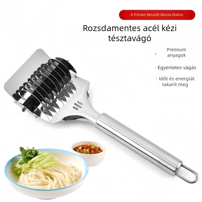 Kézi tésztavágó otthoni használatra, rozsdamentes acélból, görgős tésztavágó