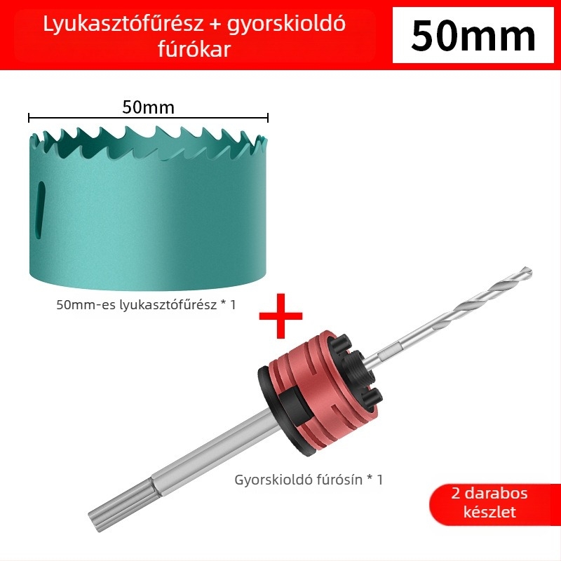 Bi-metál lyukfúró gyorsoldó összekötő rúddal gipszkartonhoz és famegmunkáláshoz, 205 mm hosszú, 9 mm nyélátmérő, Jing Teng