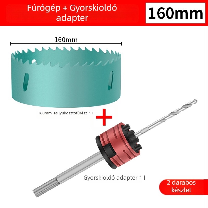 Bi-metál lyukfúró gyorsoldó összekötő rúddal gipszkartonhoz és famegmunkáláshoz, 205 mm hosszú, 9 mm nyélátmérő, Jing Teng