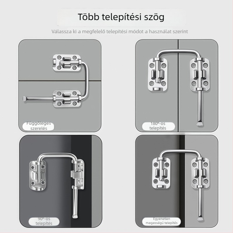 Fúrás nélküli ajtócsap cink ötvözetből, lopás elleni zár, típus A zár, univerzális modell, felület: elektroplating