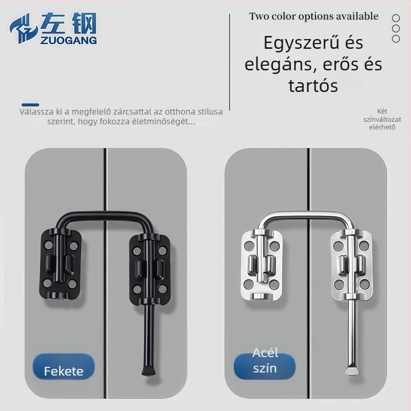 Fúrás nélküli ajtócsap cink ötvözetből, lopás elleni zár, típus A zár, univerzális modell, felület: elektroplating