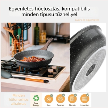 Hoshino lapos serpenyő – alumínium, tapadásmentes, többrétegű aljzattal, kompatibilis gáztűzhellyel és indukciós tűzhellyel, üvegfedél