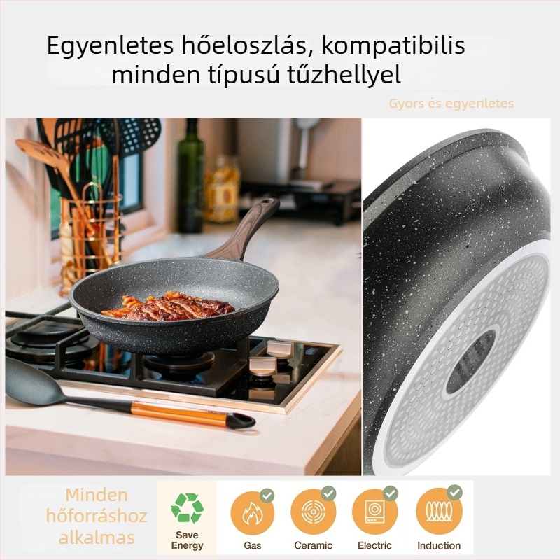 Hoshino lapos serpenyő – alumínium, tapadásmentes, többrétegű aljzattal, kompatibilis gáztűzhellyel és indukciós tűzhellyel, üvegfedél