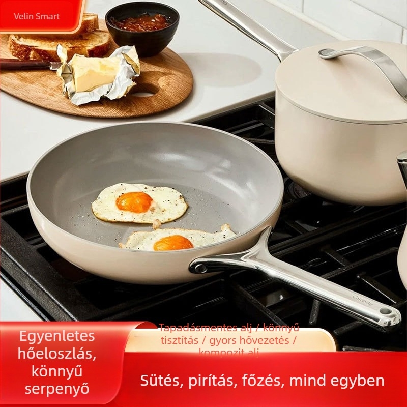 Alumíniumból készült, többfunkciós serpenyő tapadásmentes felülettel és üvegfedővel, otthoni használatra, 6 cm mély, logó nyomtatás elérhető, privát márka