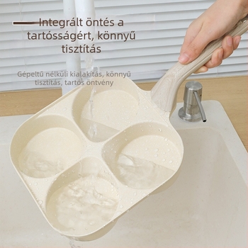 Négy rekeszes tojásserpenyő, tapadásmentes felülettel, alumínium ötvözetből, többszörös alappal, általános tűzhelyhez.