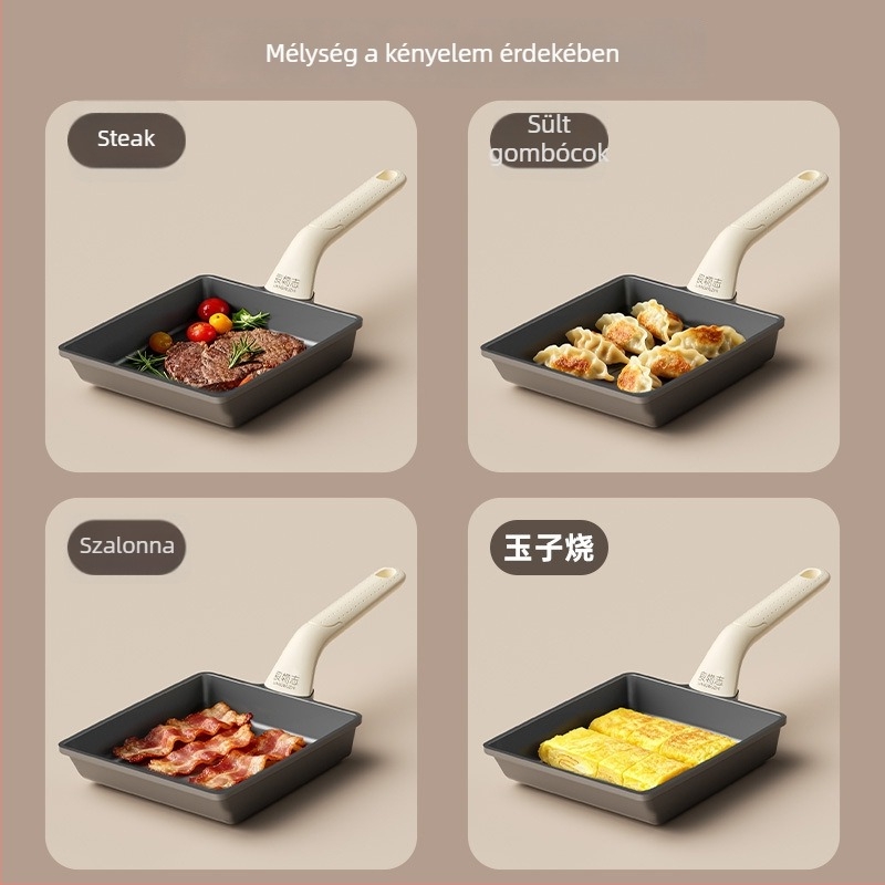 Tamogoyaki serpenyő titánium bevonattal, négyszögletes tapadásmentes serpenyő dupla aljzattal, minden tűzhelyhez alkalmas