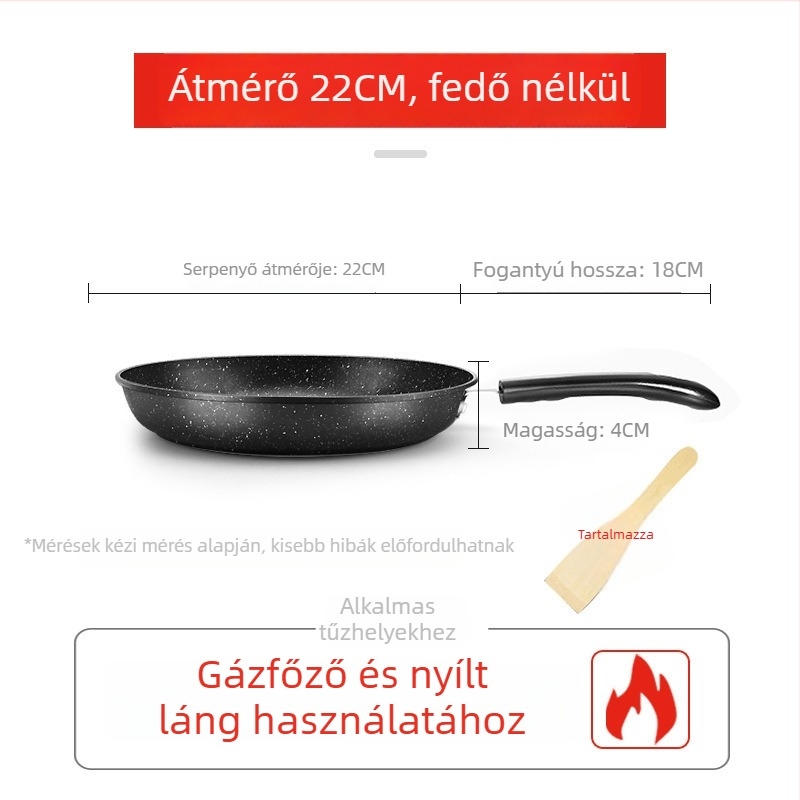 Vas serpenyő vasból üvegfedővel, tapadásmentes, kompatibilis minden tűzhellyel