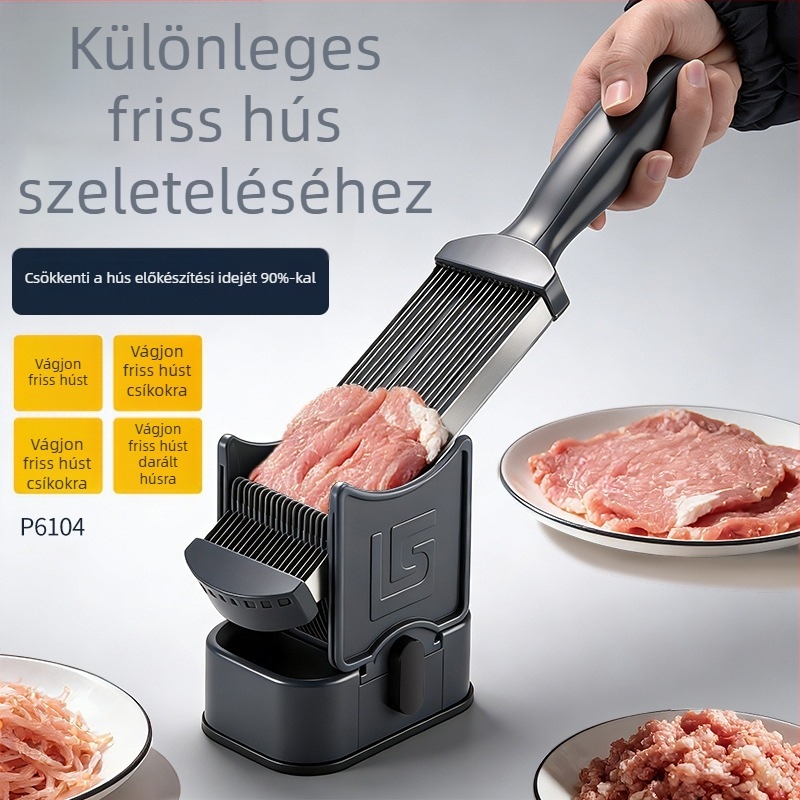 Niu Xiang P6104 húsdaraboló — 304 rozsdamentes acél, többfunkciós szeletelő-kockázó eszköz
