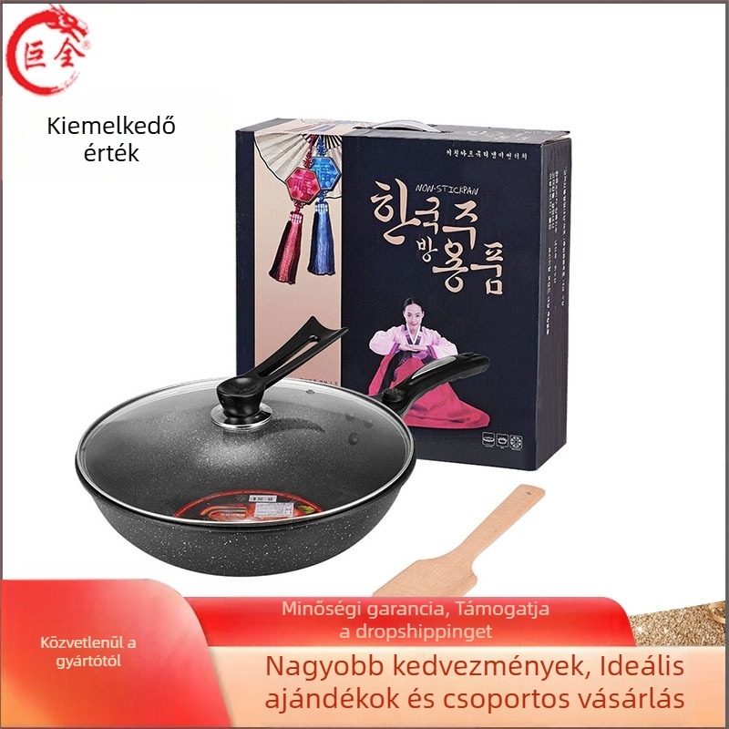 Maifan kő bevonatú wok és serpenyő készlet – tapadásmentes, indukciós kompatibilitás, finomított vas