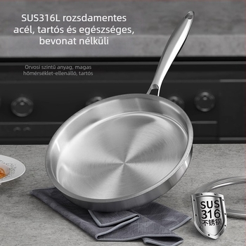 316-os rozsdamentes acél serpenyő bevonat nélküli, tapadásmentes, háromrétegű aljzattal