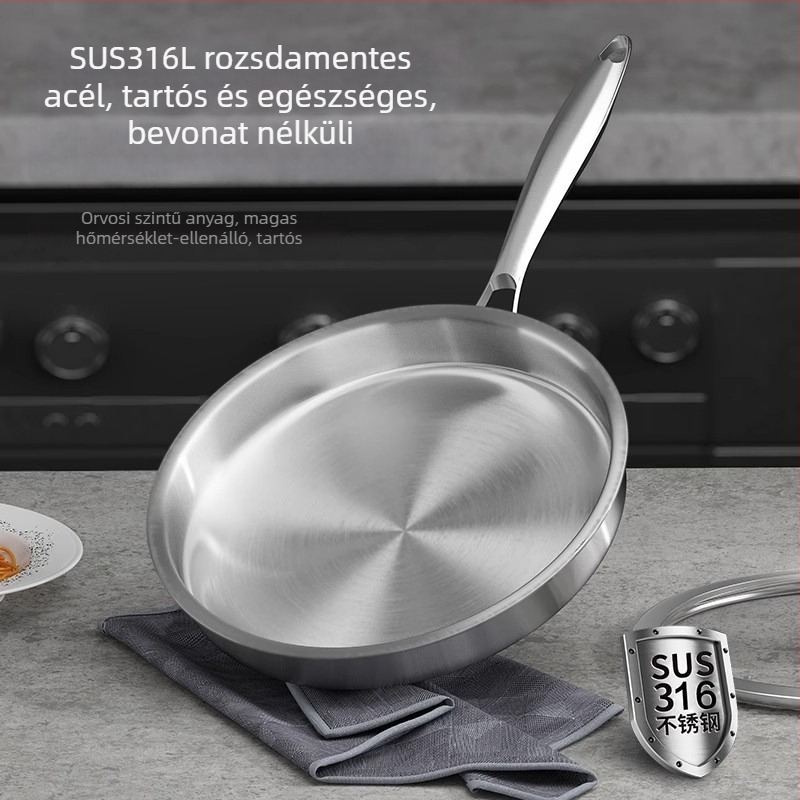 316-os rozsdamentes acél serpenyő bevonat nélküli, tapadásmentes, háromrétegű aljzattal