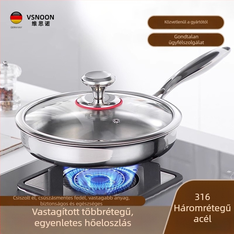 316-os rozsdamentes acél serpenyő bevonat nélküli, tapadásmentes, háromrétegű aljzattal