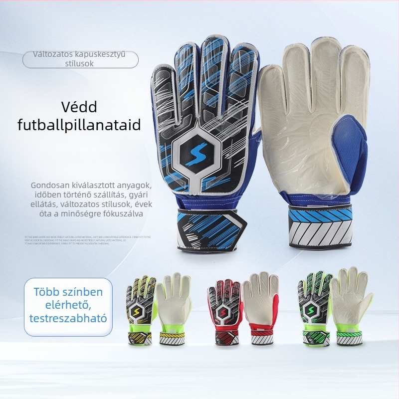 Futball kapus kesztyűk - lélegző latex, ujjvédő funkció, uniszex, edzésre és mérkőzésekre.