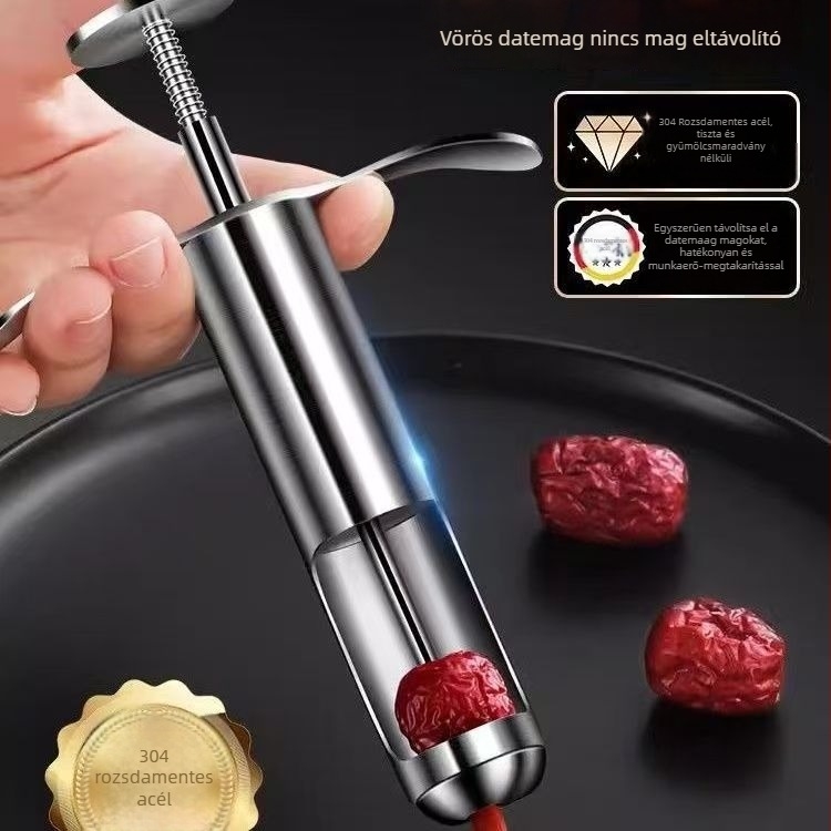 Jujube Core Remover – 304 rozsdamentes acél, háztartási többfunkciós mageltávolító eszköz