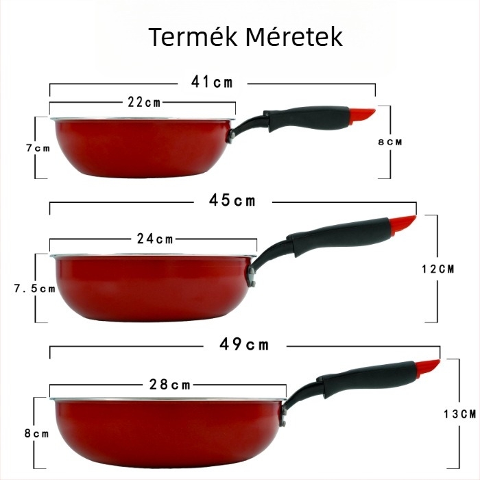 Wok serpenyő, tapadásmentes bevonattal, 304 rozsdamentes acél test, alumínium alja, mélység 7–8 cm