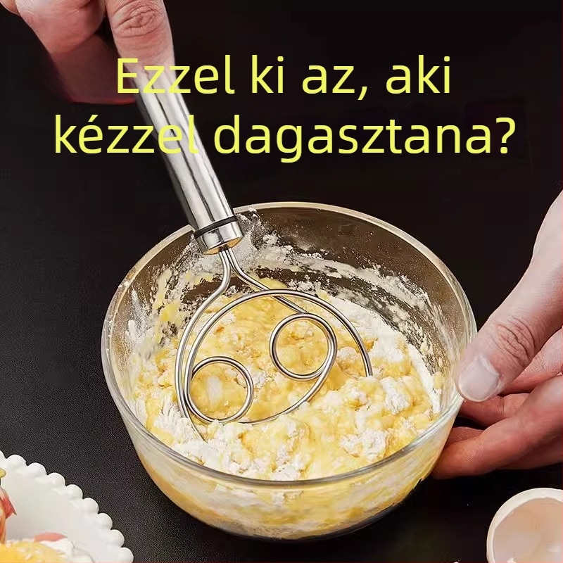 Kézi tésztakeverő – Qiwang, 304 rozsdamentes acélból készült tészta-mixelő, tapadásmentes keverőkar