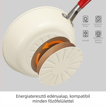 Kerámia serpenyő sütéshez, tapadásmentes, üvegfedéllel, kettős rétegű alj