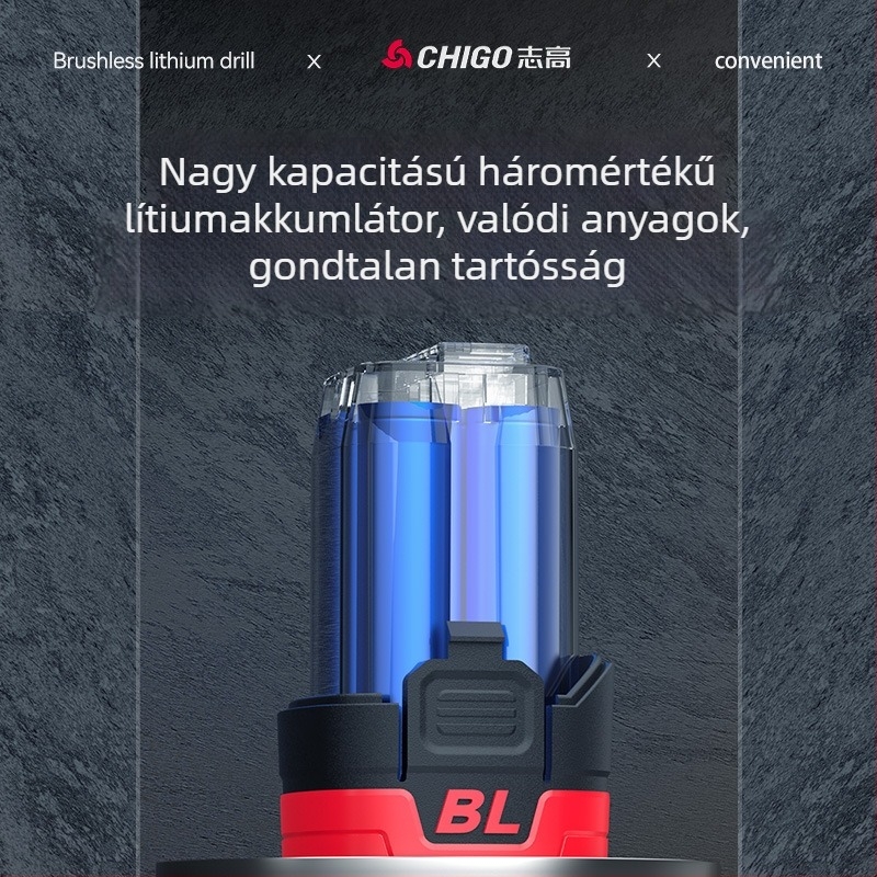 Brushless Akkumulátoros Fúró - 18-21V, Pisztolymarkolat, Lépésmentes Sebességszabályozás, Önszáró Tokmány, Előre/Hátra