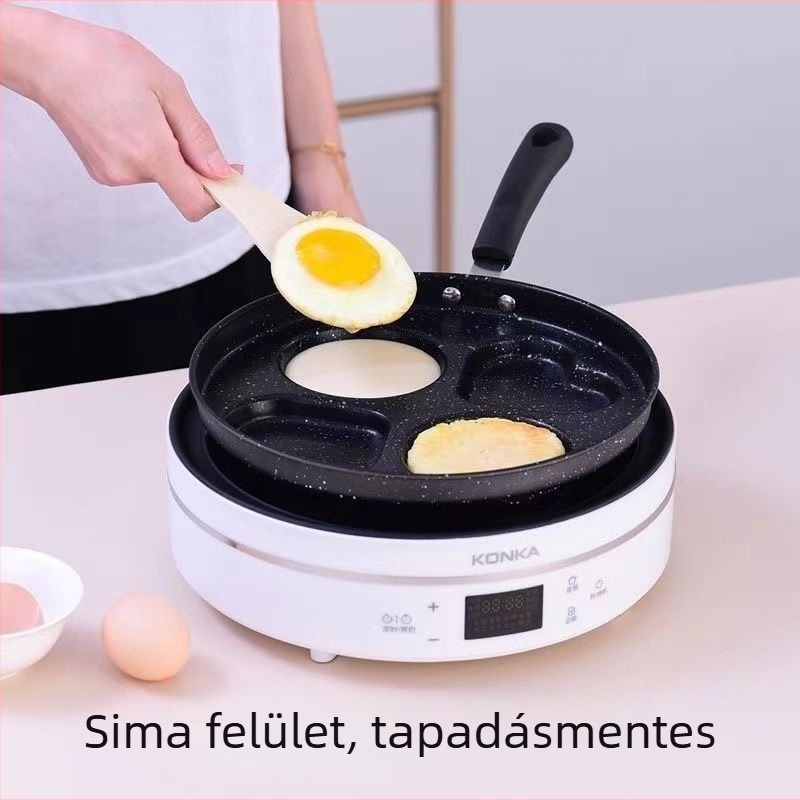 4 lyukas omlettserpenyő, tapadásmentes, finom vasból, modern minimalist stílus