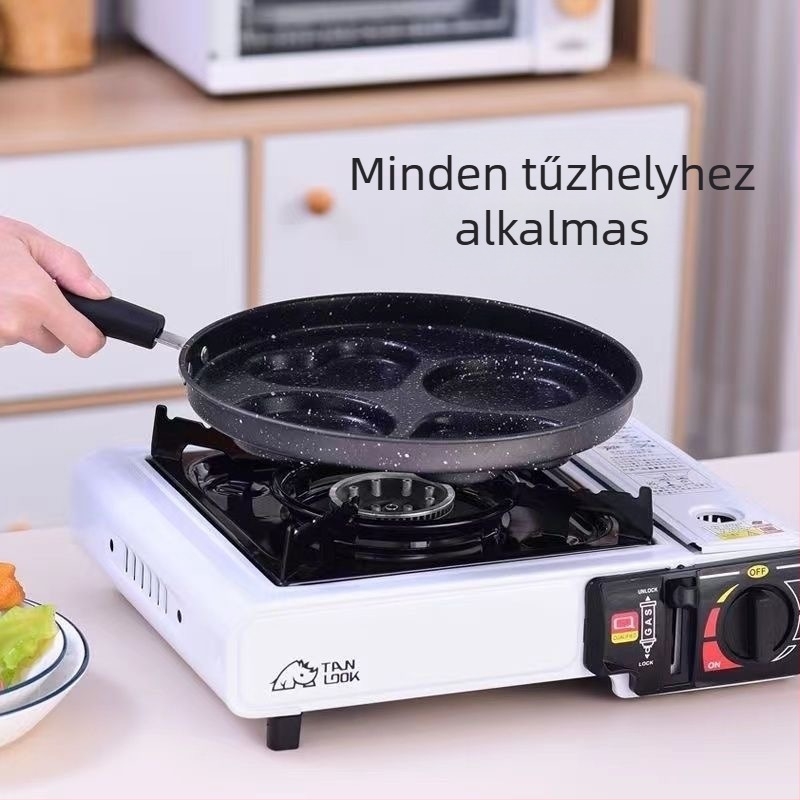 4 lyukas omlettserpenyő, tapadásmentes, finom vasból, modern minimalist stílus