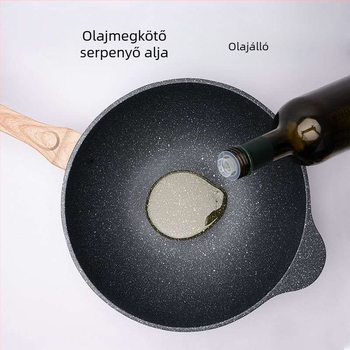 Maifan kővel és tapadásmentes bevonattal készült wok, üvegfedéllel, modell DY-1886, alumínium, mélység 11 cm, súly 2,2 kg