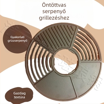 Öntöttvas BBQ grillező tálca – bevonat nélküli, koreai stílus, gyors hőátadás, gázfőzőkhöz kompatibilis