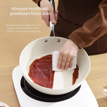 AEU kőzúzalék textúrájú wok porcelán héjjal, kis fehér lapos tapadásmentes serpenyő otthoni főzéshez, kompatibilis gáztűzzel és indukciós főzőfelülettel