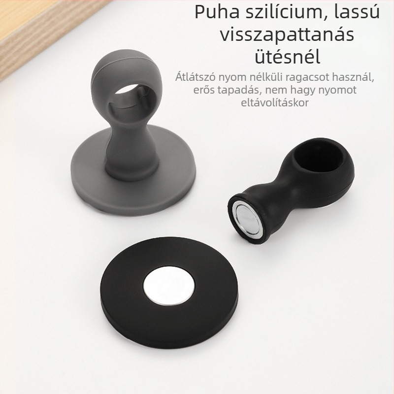 Szilikon ajtókilincs mágneses záróval, hosszított mágneses fogantyú szívóval, falra szerelhető, modern letisztult stílus