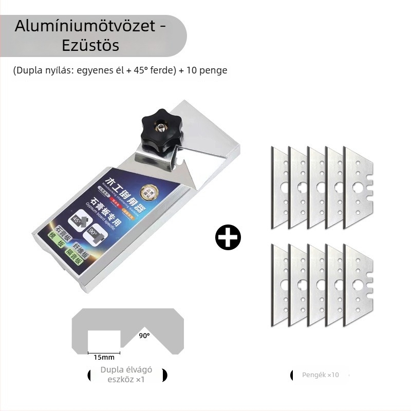 Gipszkarton él chamfer eszköz, V-szögű 45°, kétirányú használatú vágó kés, famegmunkáláshoz