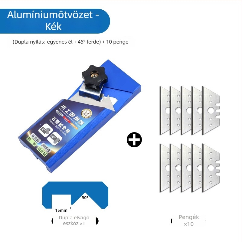 Gipszkarton él chamfer eszköz, V-szögű 45°, kétirányú használatú vágó kés, famegmunkáláshoz