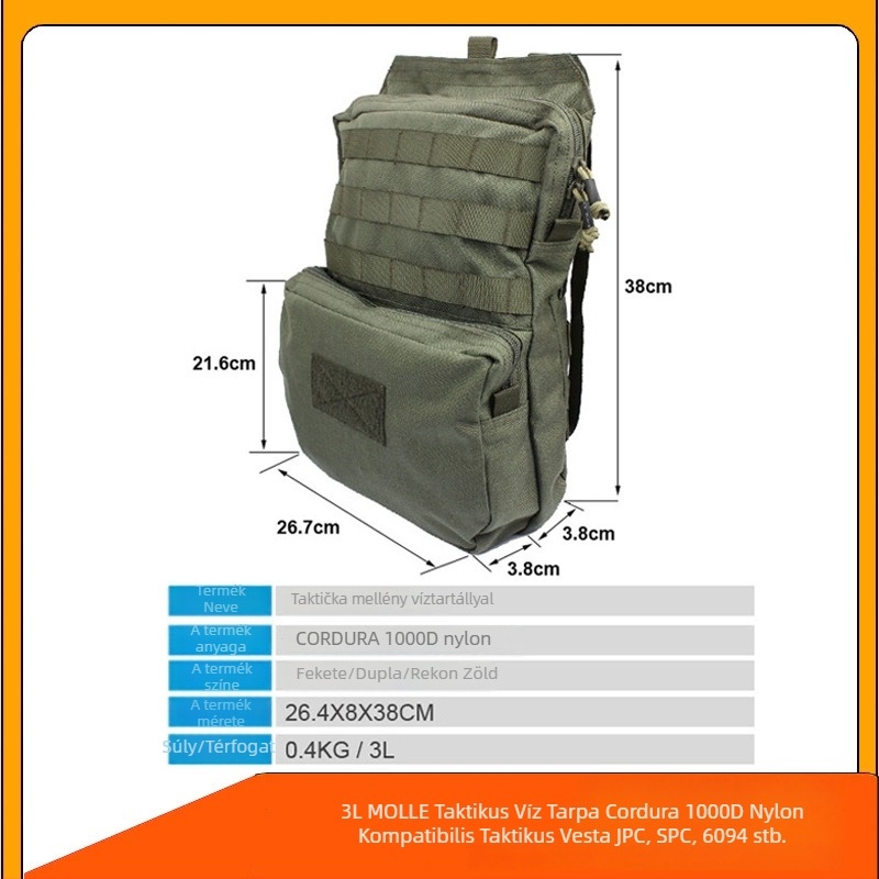 BP11 Hidrációs hátizsák | 1000D Nylon, SBS cipzár, lélegző, vízálló, görbült vállpántok