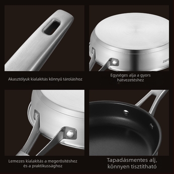 GOOD HARVESTER rozsdamentes acél 304 serpenyő, tapadásmentes bevonat, indukciós kompatibilitás, háromrétegű aljzat