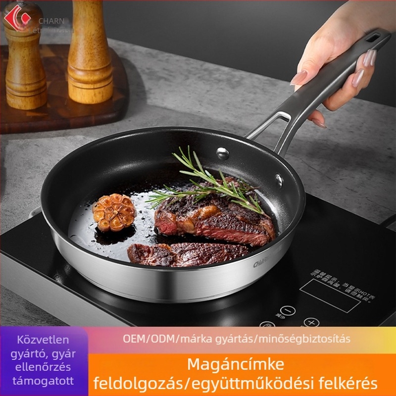 GOOD HARVESTER rozsdamentes acél 304 serpenyő, tapadásmentes bevonat, indukciós kompatibilitás, háromrétegű aljzat