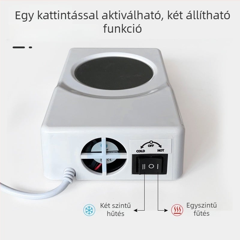 USB melegítő és hűtő pohár alátét, hordozható, állandó hőmérséklet, műanyag burkolat és belső rozsdamentes acél bevonat, modell C-100