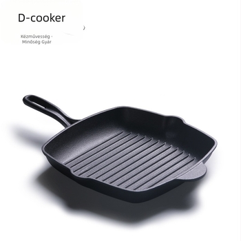Öntöttvasból készült steakserpenyő, csíkos négyszögletes aljzattal, bevonat nélkül, modell P24, 3 kg