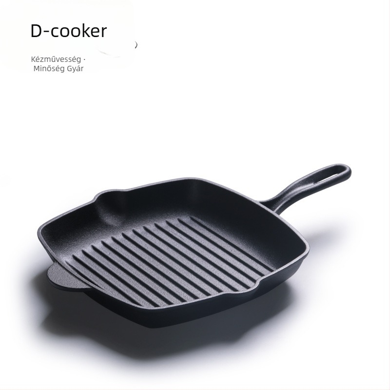 Öntöttvasból készült steakserpenyő, csíkos négyszögletes aljzattal, bevonat nélkül, modell P24, 3 kg