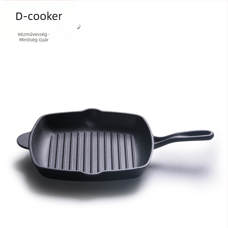 Öntöttvasból készült steakserpenyő, csíkos négyszögletes aljzattal, bevonat nélkül, modell P24, 3 kg