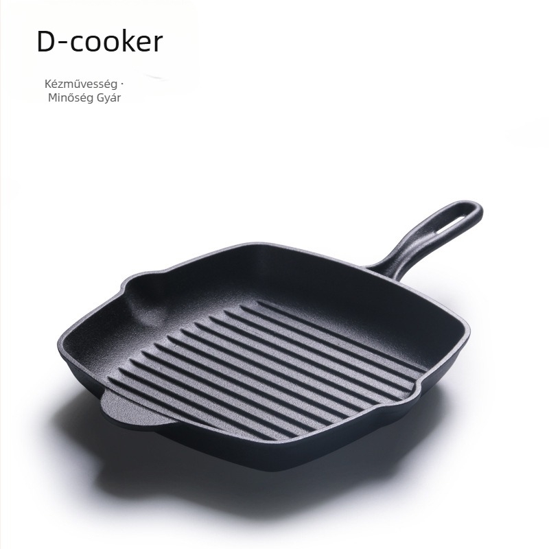 Öntöttvasból készült steakserpenyő, csíkos négyszögletes aljzattal, bevonat nélkül, modell P24, 3 kg