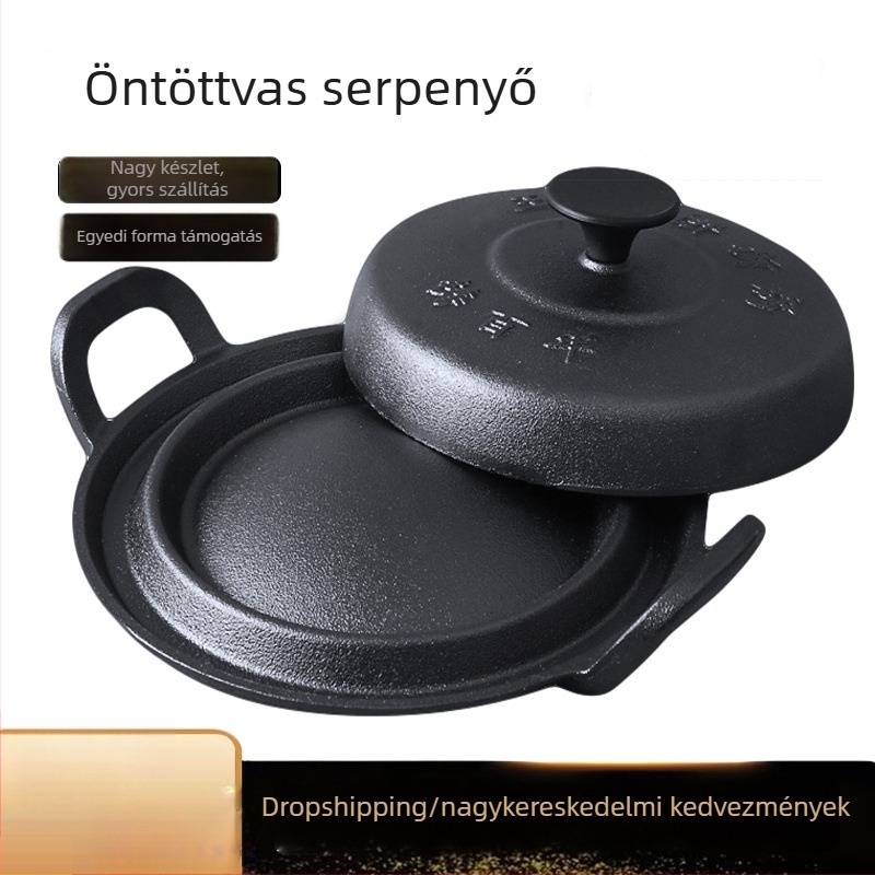 Öntöttvas palacsintatál, régi stílusú, vastag sík grillfelület, összecsukható palacsintasütő