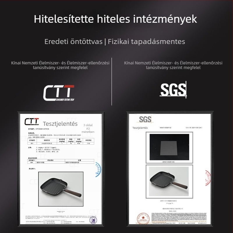 Öntöttvas steak serpenyő, indukciós főzőlaphoz kompatibilis, tapadásmentes bevonat, könnyen tisztítható, modell NPJG-001