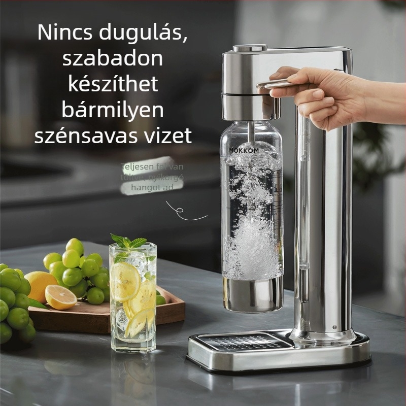 Moke MK-806 szódavíz-készítő gép, 1 L, 304 rozsdamentes acél, mechanikus kapcsolóval, 3–4 fő részére