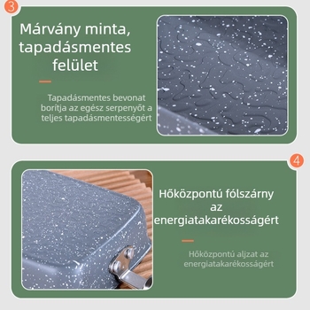 Japán stílusú tamagoyaki serpenyő, rozsdamentes acél, tapadásmentes, általános célú