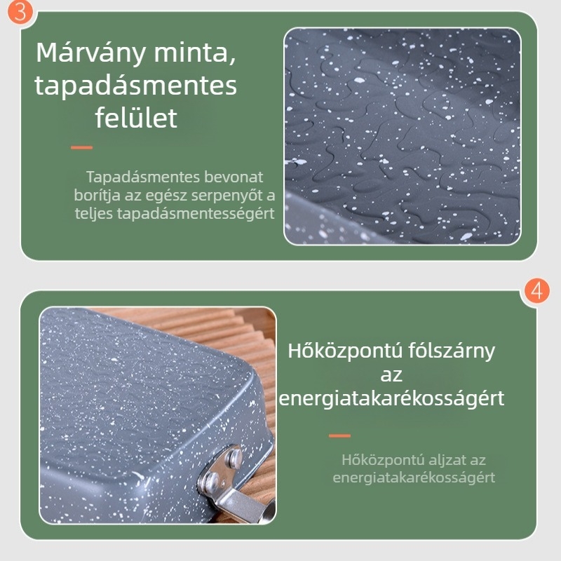 Japán stílusú tamagoyaki serpenyő, rozsdamentes acél, tapadásmentes, általános célú