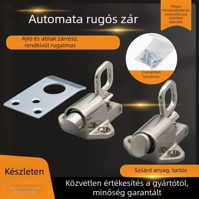 Automata zár csúszó ajtókhoz, cinkötvözetből, repülőgép típusú zár, rugós, modern minimalist stílus