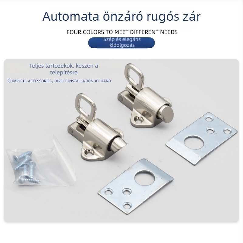 Automata zár csúszó ajtókhoz, cinkötvözetből, repülőgép típusú zár, rugós, modern minimalist stílus