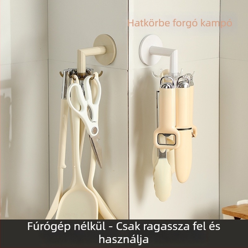 Fali forgó konyhai eszközök tárolója (műanyagból; modern minimalist stílus; falra szerelhető; fúrás nélküli telepítés)