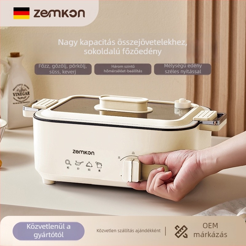 Elektromos főzőedény 3–4 személyre, 5 L kapacitás, 1000 W, hőmérséklet-szabályozás, száraz égés elleni védelem