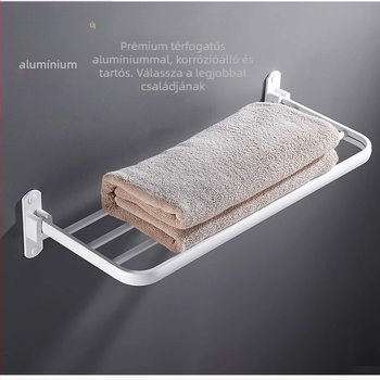 Fürdőszobai törölközőtartó, egyrétegű, Space-alumíniumból, festett felülettel, összecsukható, 10 kg teherbírás, modern minimál stílus